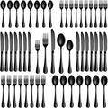 40 Pcs Black Silverware Set, Stainless Steel Flatware Set Service by MUTNITT