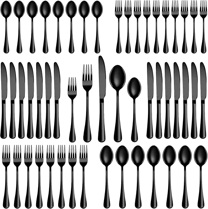 20 Pcs Black Silverware Set, Stainless Steel Flatware Set Service by MUTNITT