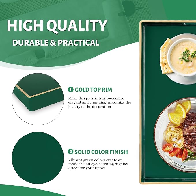 Dark Green Decorative Tray for Ottoman, Serving Tray - Image 4
