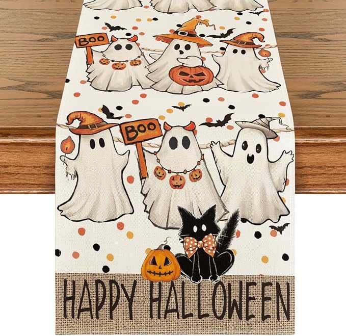 Artoid Mode 210 GSM Halloween Table Runner 13x60 Inch Home Party Decor | Beige by ArtoidMode
