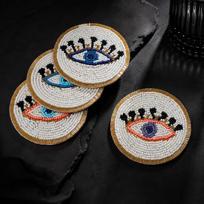Beaded Coasters Set of 4, Absorbent Table Décor - Image 3
