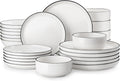MALACASA 24 Pcs Porcelain Plates and Bowls Sets, Dinnerware Set by MALACASA