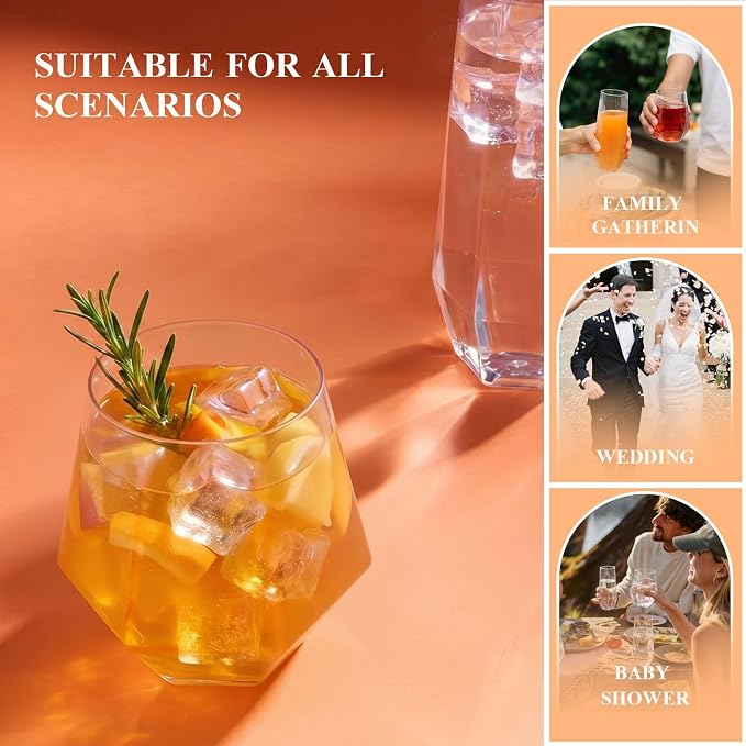BESTSTAR 24 Pack Clear Plastic Wine Glasses Set, BPA-Free Shatterproof | 12 9 - Image 8