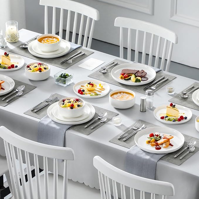 MALACASA 18 Pcs Porcelain Plates and Bowls Sets, Dinnerware Set - Image 6