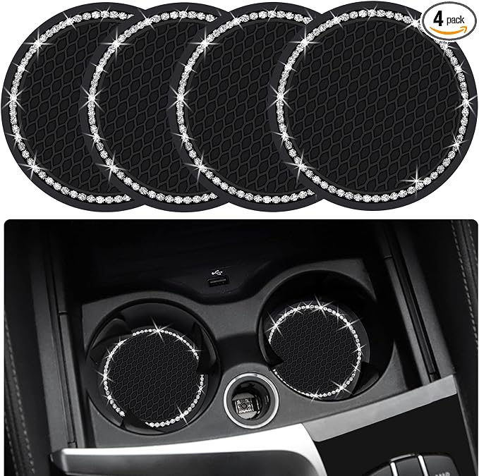 4PCS 2.75 Inch Bling Auto Car Cup Holder Insert Coasters Silicone Anti-Slip by Tyhaui