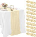 10 Pack Beige Cheesecloth Table Runner 10FT Boho Gauze Fabric Table Runner by HAISIWLKJ