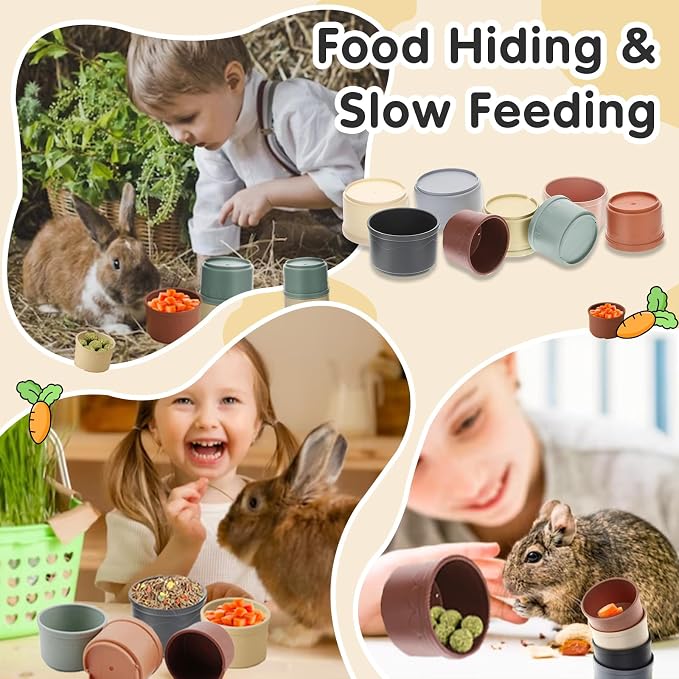 16 Pcs Stacking Cups for Rabbits, Colorful Bunny Toys for Rabbits and Small - Image 6