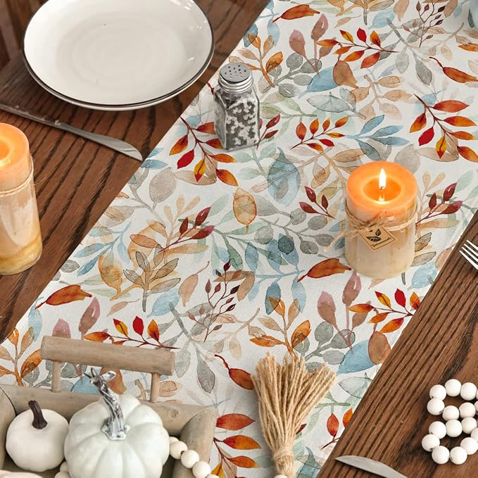 Artoid Mode 210 GSM Fall Table Runner 13x90 Inch Home Party Decor | Beige - Image 7