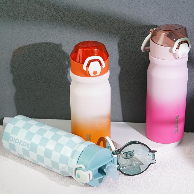 BJPKPK 18 oz Water Bottle with Straw & Handle, Insulated Stainless Flask | Leak - Image 5