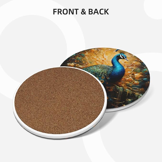 Elegant Peacock Pattern Coasters - Image 2