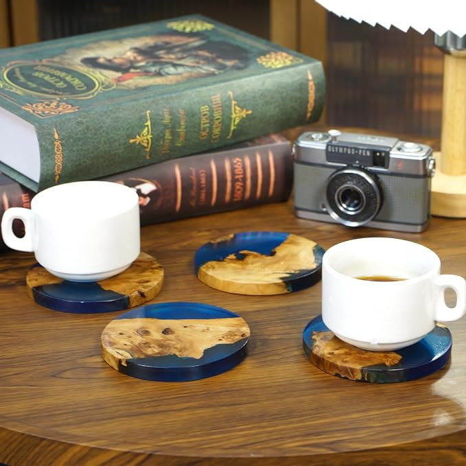 Drink Coaster Set, Wooden Bar Coasters, Resin Coaster - Image 8