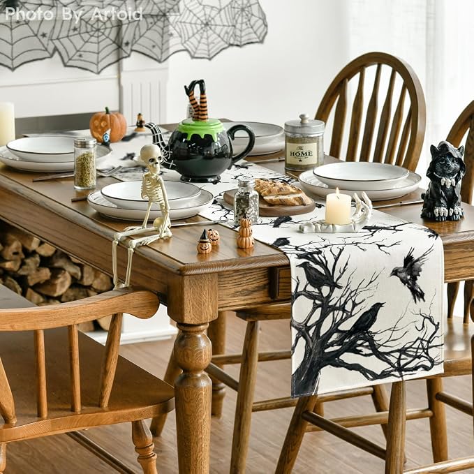 Artoid Mode 210 GSM Halloween Table Runner 13x60 Inch Home Party Decor | - Image 4