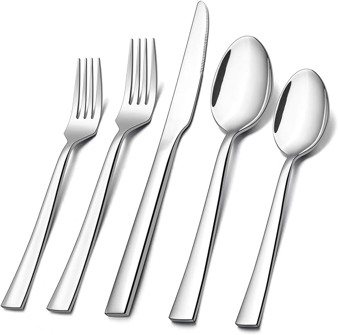 40-Piece Silverware Set, E-far Stainless Steel Flatware Set Service by E-far