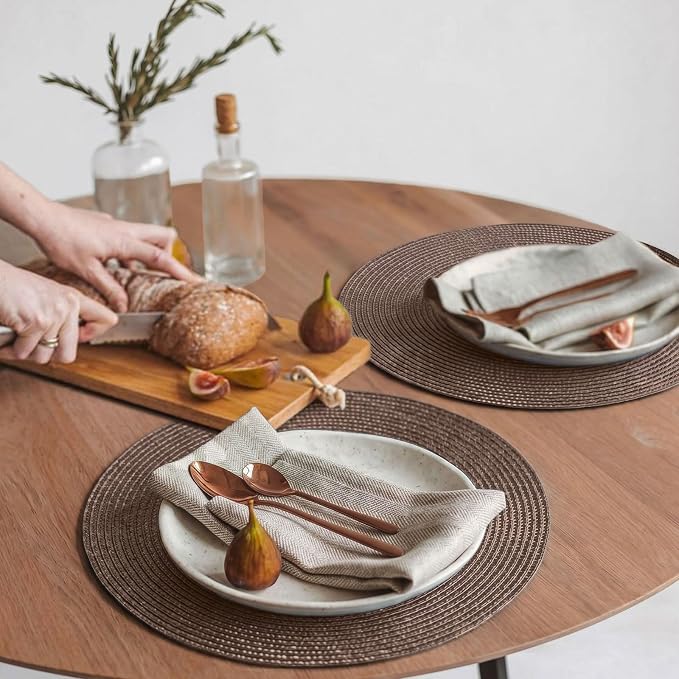 FunWheat Round Braided Placemats Set of 4 Table Mats - Image 5