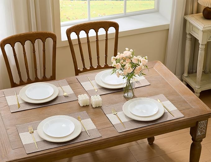 Wracra Linen Placemats Set of 4, Macrame Place Mats - Image 7