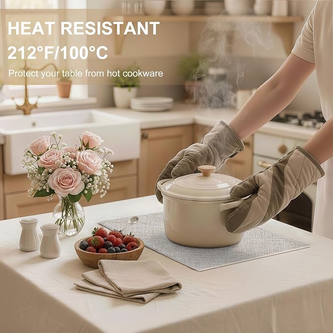 Faux Leather Heat Resistant Placemats 6 Packs, Waterproof Wipeable Dining PU - Image 3