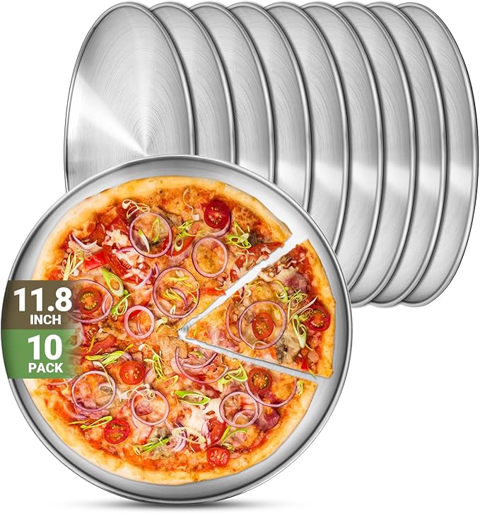 Stainless Steel Plates, 10 Pack 11.8 inch 304 Metal Food Serving Plate Set by Offiper