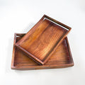 Wooden Serving Tray Set of 2 | Big Size 16x12 & 14x10 Inches | Premium Finish by Unknown