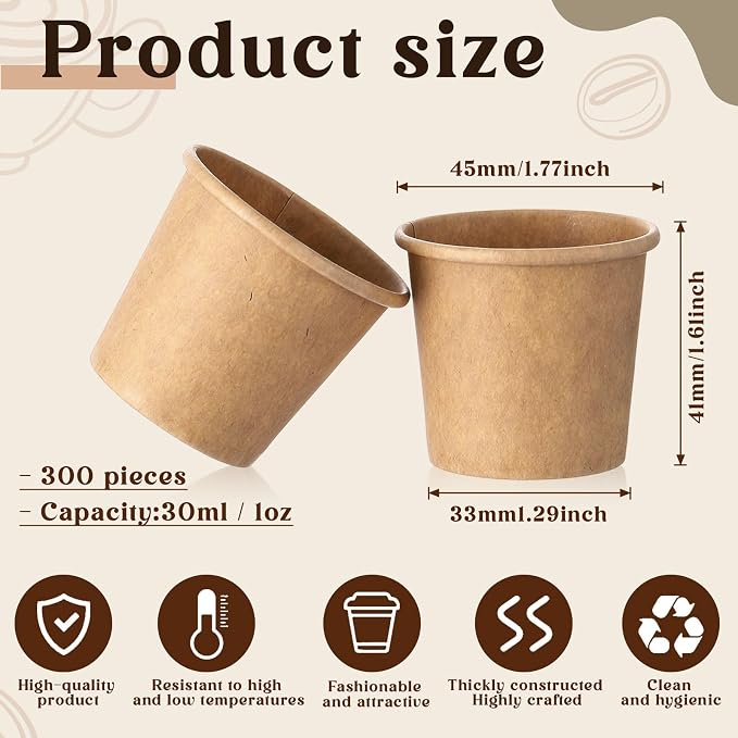 Mini Coffee Cups Disposable Kraft Paper Cups Hot or Cold Beverage Cup Mouthwash - Image 2