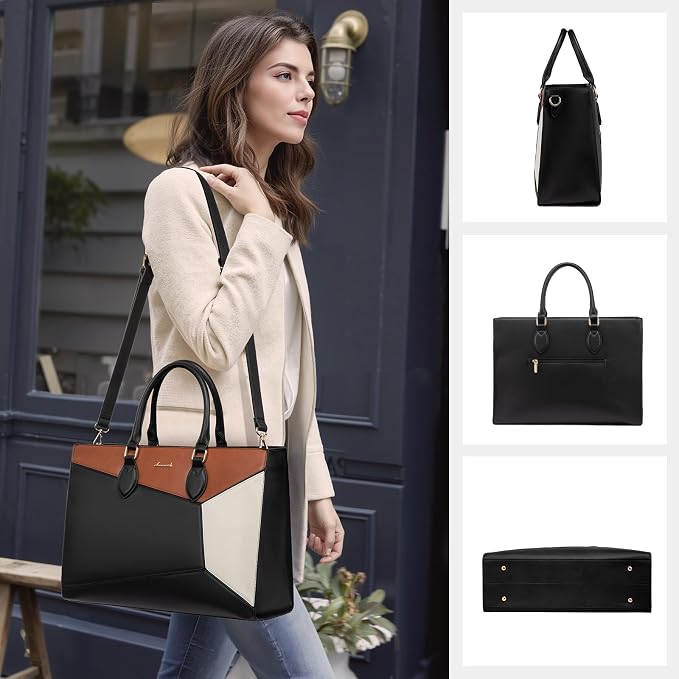 LOVEVOOK Laptop Bag for Women, 17 lnch Waterproof Lightweight Leather Tote Bag - Image 9