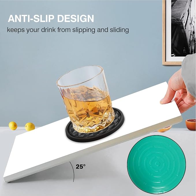 Cup Coasters Set of 6 with Holders Drink Coasters, Table Cup Mat, - Image 4