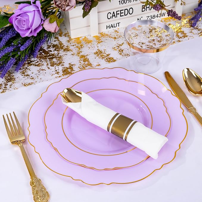 350PCS Purple Plastic Plates - Image 4