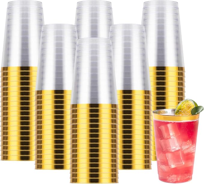 Goodluck 200PCS 12oz Gold Plastic Cups by GoodLuck