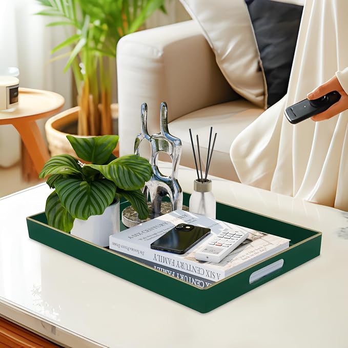 Dark Green Decorative Tray for Ottoman, Serving Tray - Image 5