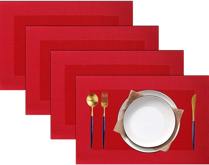 PIGCHCY Placemats Vinyl Washable Table Mats Elegant Non-Slip Placemats by PIGCHCY