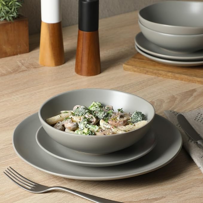 Gibson Home Bethel 18 Piece Plates and Bowls Ceramic Stoneware Organic Shape - Image 4