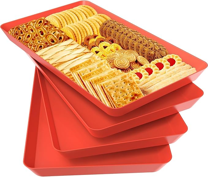 WOWBOX 4 pcs Serving Tray for Entertaining, Serving Platters for Snacks by WOWBOX