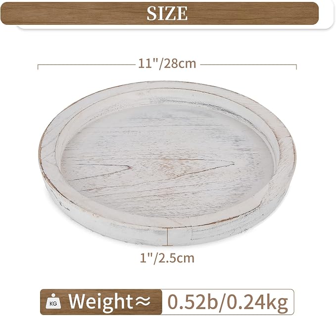 Hanobe Wooden Coffee Table Serving Tray, Farmhouse Candle Holder | 2pc Table - Image 6
