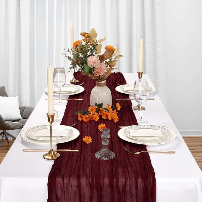 6 Pack Burgundy Cheesecloth Table Runner 10Ft Gauze Red Cheese Cloth Runner - Image 3