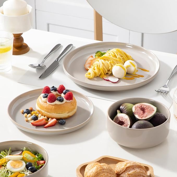 vancasso PLAYA Ceramic Plates and Bowls Sets, 24 Pieces Grey Dinnerware Sets - Image 6