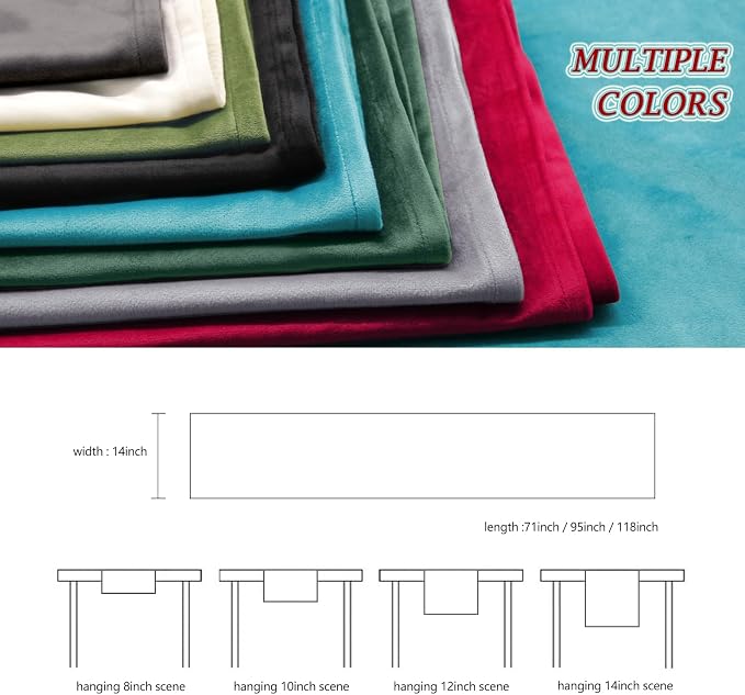 BALCONY & FALCON Table Runner Velvet Emerald Green 14"x51" | Elegant, Fall Decor - Image 5
