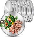 Metal Dinner Plate, 10 Pack 10.2 inch 304 Stainless Steel Plates, Reusable by Offiper