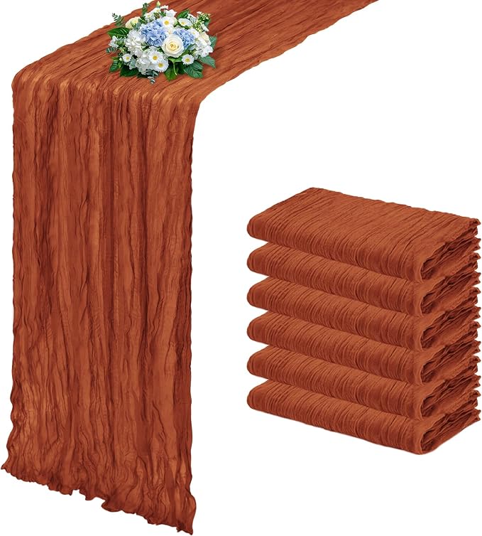 6 Pack Terracotta Cheesecloth Table Runner 17x108 Inch Semi Sheer Boho Gauze by Unknown