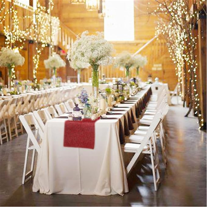Burgundy Valentines Day Table Runner Burlap Table Cloth 2 Packs 12x84 Inch | - Image 6