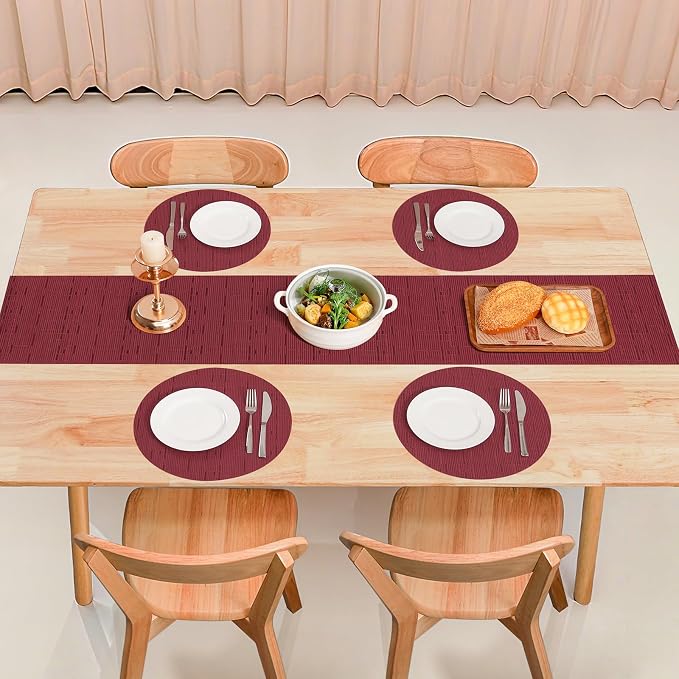 Table Runner 55 Inches Long, Vinyl Woven Heatproof Table Runners | Washable - Image 8
