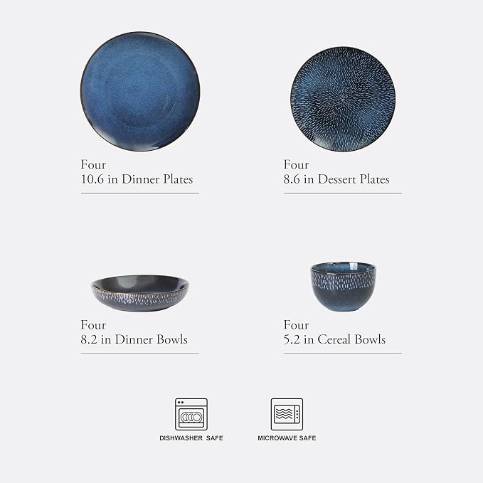 Gibson Elite Matisse 16-Piece Dinnerware Set – Double Bowl Reactive Glaze - Image 2