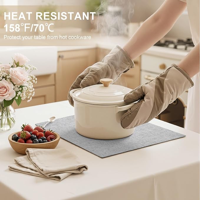 Faux Cotton Linen Placemats Set of 6, Cloth Washable Farmhouse Dining Table Mats - Image 3