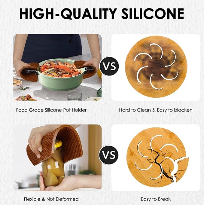 4 Pack Silicone Trivet Mats, Heat Resistant Hot Pot Holders and Pads - Image 4