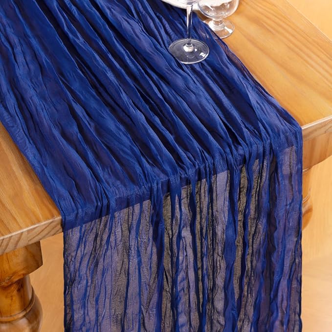 DeZerlor Royal Blue Cheesecloth Table Runner 1 Pack Summer Boho Runner | - Image 2