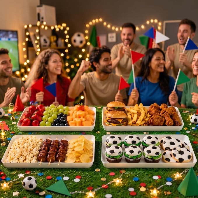 Lifewit 4 Pcs Serving Tray for Party Supplies, Reusable Plastic Food Serving - Image 5