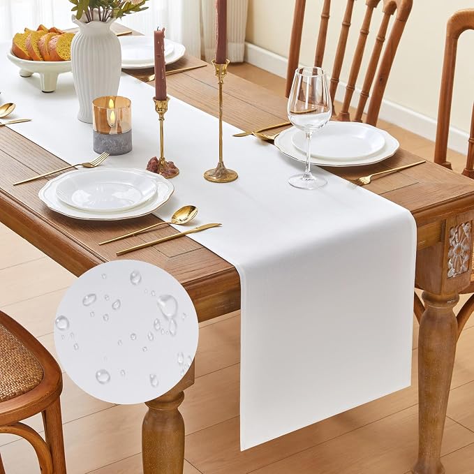 YATOJUZI White Table Runner Seasonal Kitchen Dining Coffee Table Decoration 95 by YATOJUZI