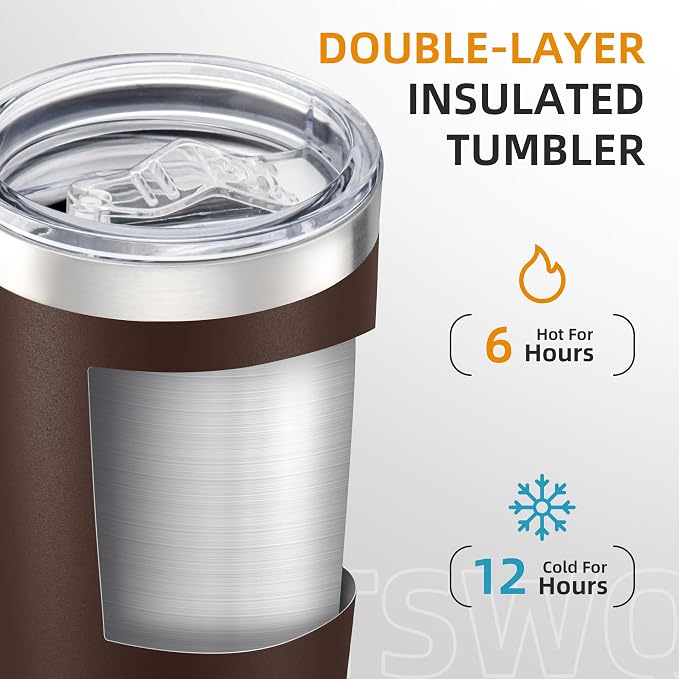 20oz Tumbler Bulk with Lid Stainless Steel Tumblers, 6 Pack | Leak Proof Lid - Image 2
