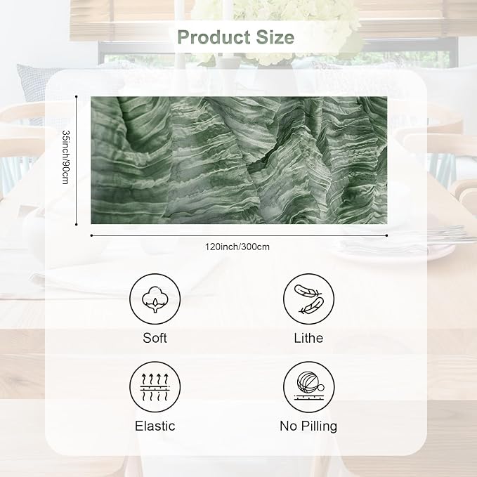 10 Pack Sage Green Cheesecloth Table Runner 35x120 Inch 10Ft Rustic Gauze - Image 4