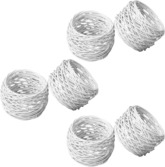ITOS365 Handmade White Round Mesh Napkin Rings Holder - Image 4
