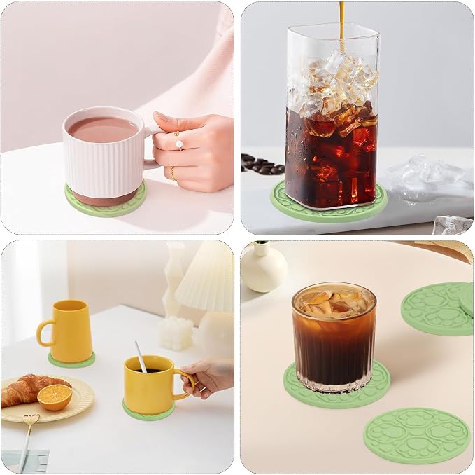 Green Silicone Coasters Set of 6 - Image 5