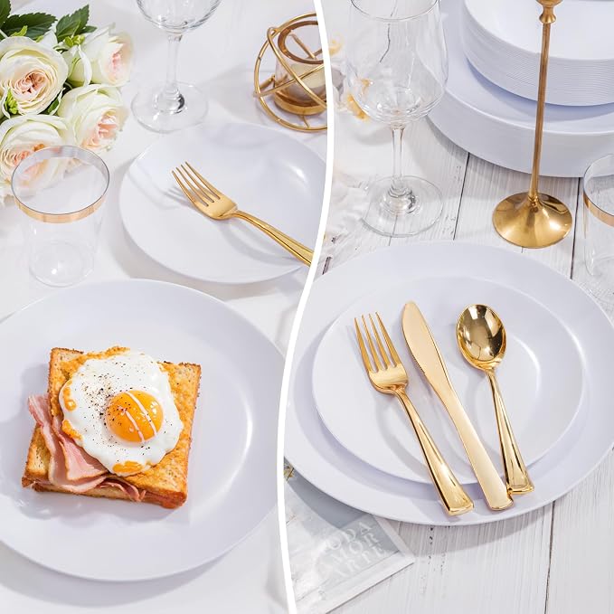 Nervure 100Pcs White Plastic Plates - Image 6
